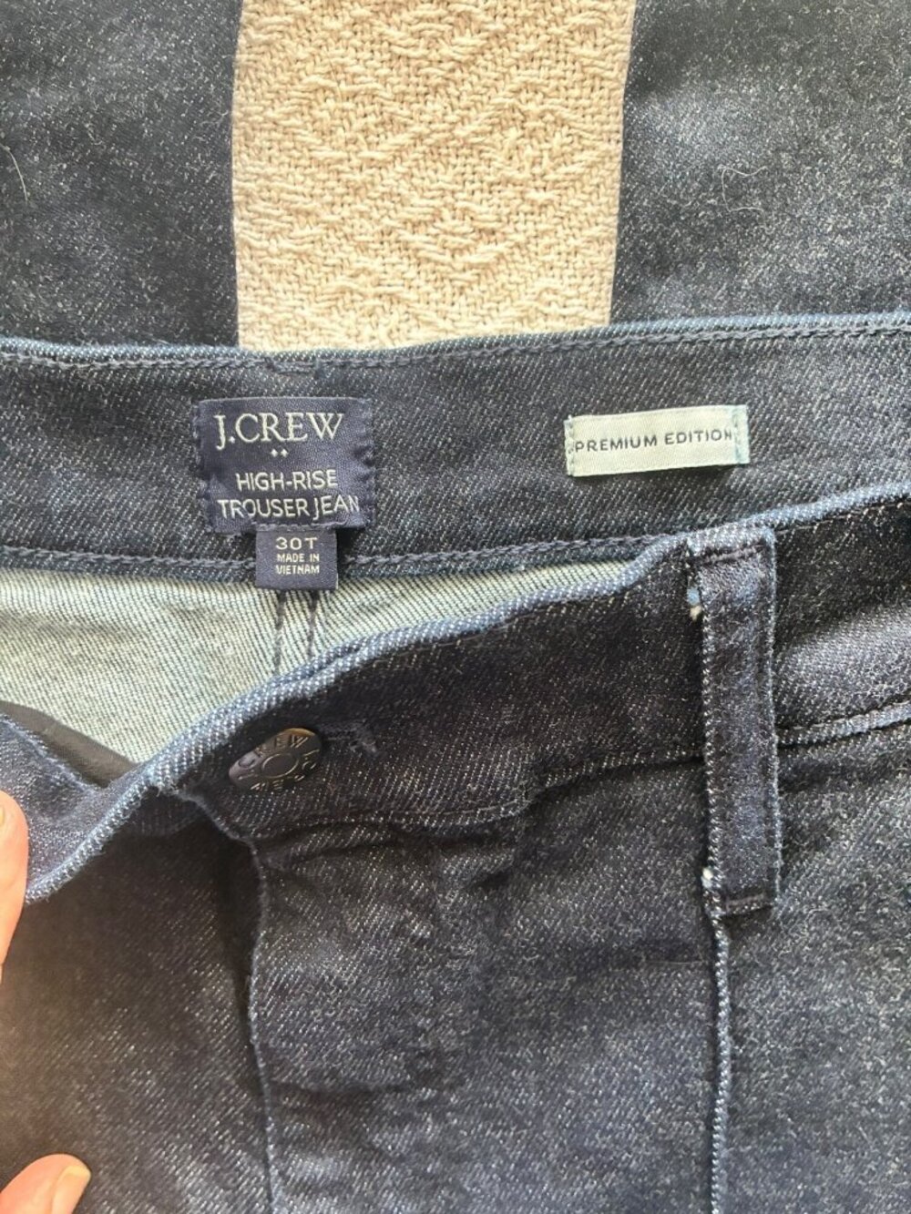 J.Crew High-Rise Trouser Jeans Premium Edition 30T Pintuck Dark Blue Work VGUC - Picture 4 of 15